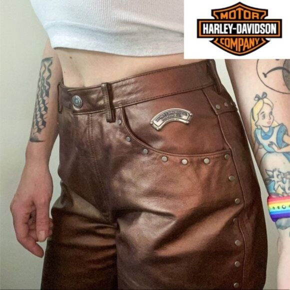 RARE Harley Davidson Leather Pants Size 8 Authentic Curvy - Picture 2 of 15